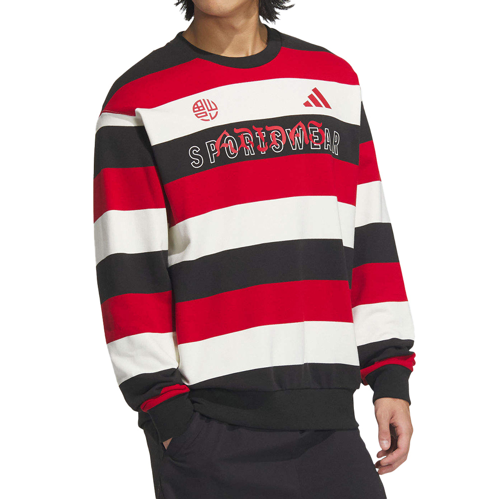 Adidas CM ST Sweat 男款 女款 黑白紅色 運動 休閒 中性 上衣 大學T 磨毛 長袖 JZ4201