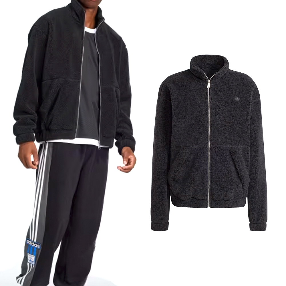 Adidas P ESS FZ 男款 黑色 亞規 毛絨 保暖 休閒 口袋 拉鍊 運動 立領 外套 IW0983