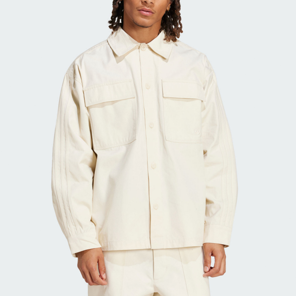 Adidas P ESS SHI 男款 米白色 休閒 寬鬆 亞規 鈕扣 可調節袖口 口袋 襯衫 長袖 IY2280
