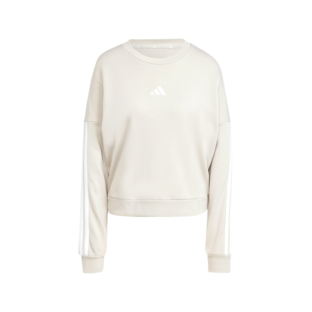 Adidas W 3S FT SWT 女款 米杏色 運動 休閒 大學T 寬鬆 上衣 圓領 亞規 長袖 JE0014