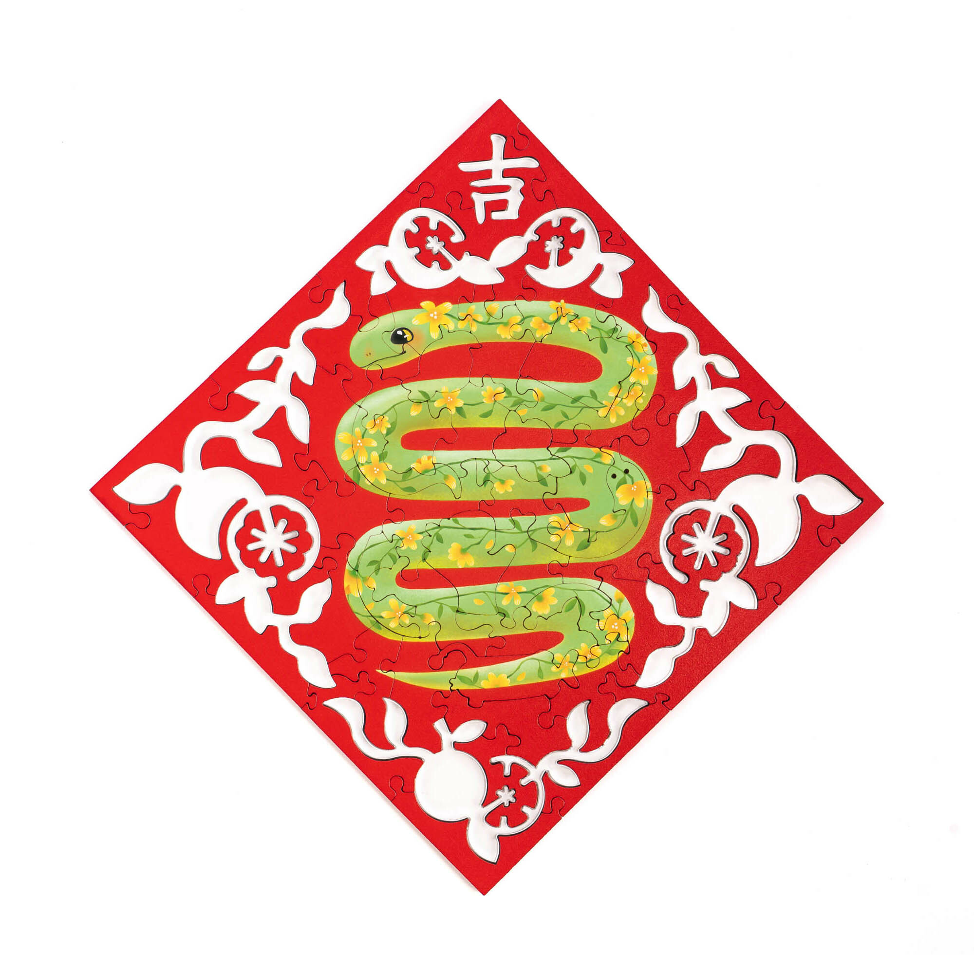 雕花春聯-青蛇 Paper Cutting Spring Couplets-Green Snake