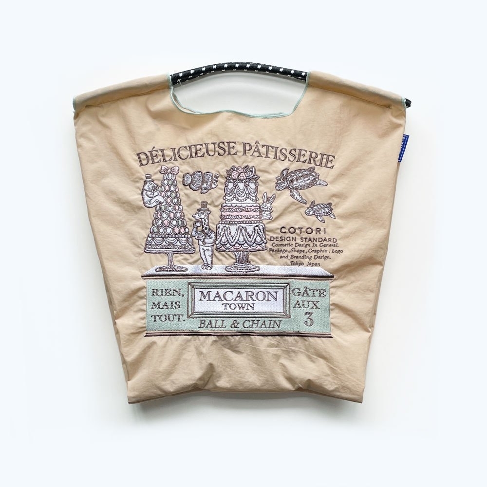 Ball＆Chain 刺繡環保購物袋 M號 - 淺卡其 (32100403)