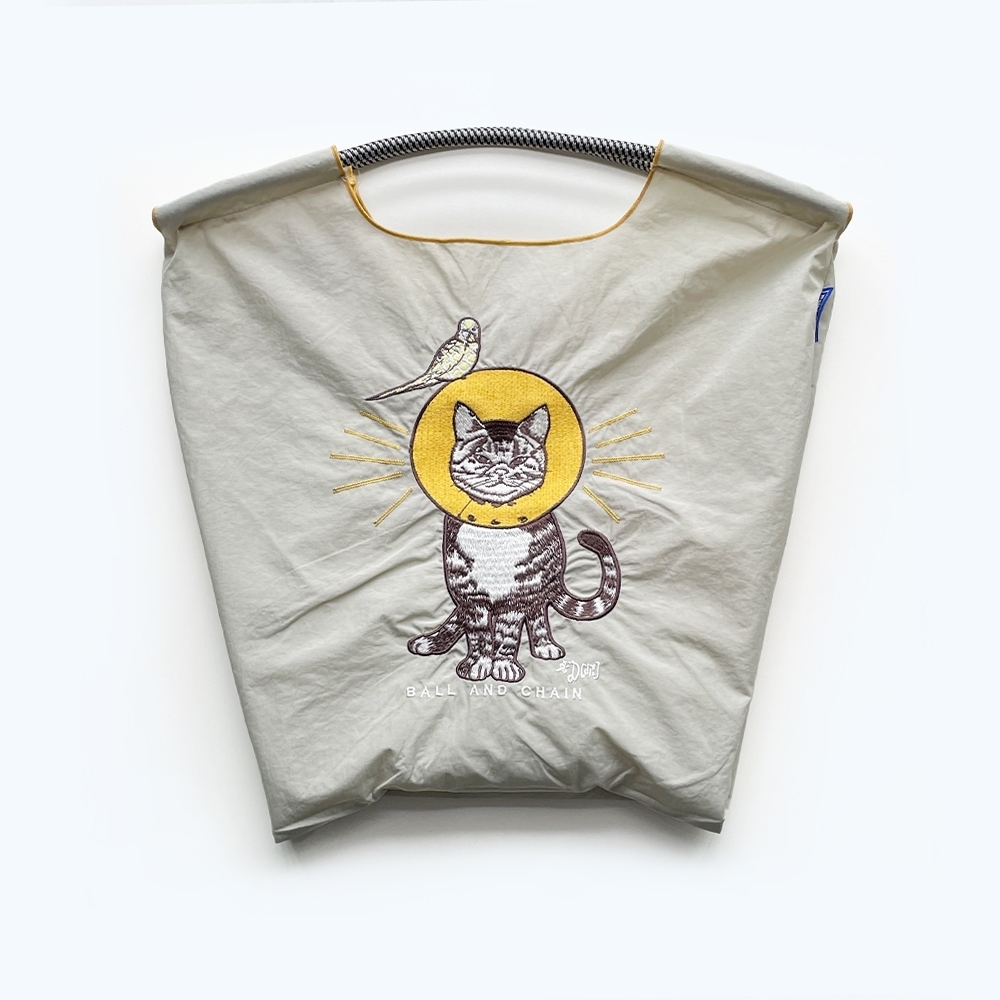 Ball＆Chain 刺繡環保購物袋 M號 - 淺灰 (31300127)