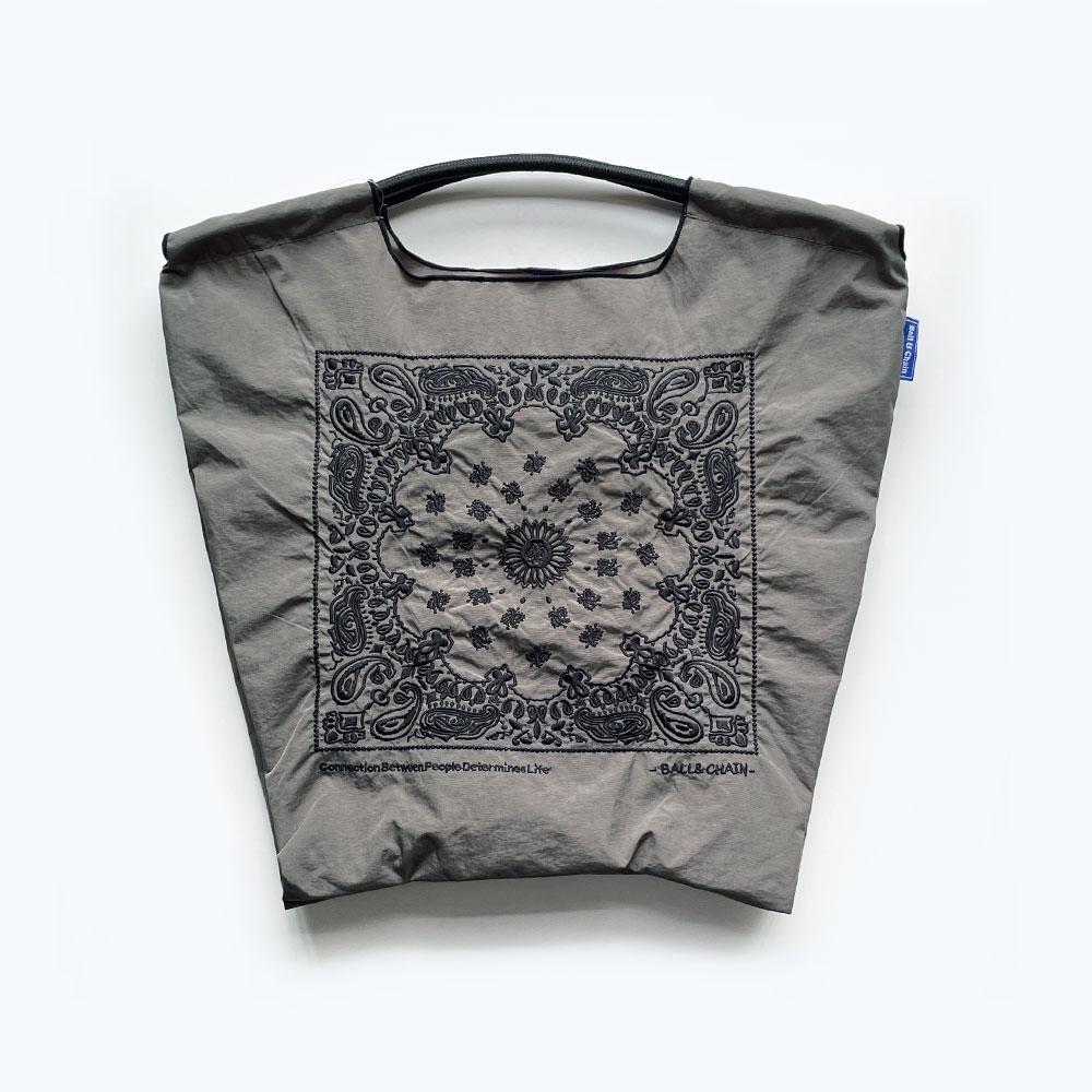 Ball＆Chain 刺繡環保購物袋 M號 - 深灰 (30100861)