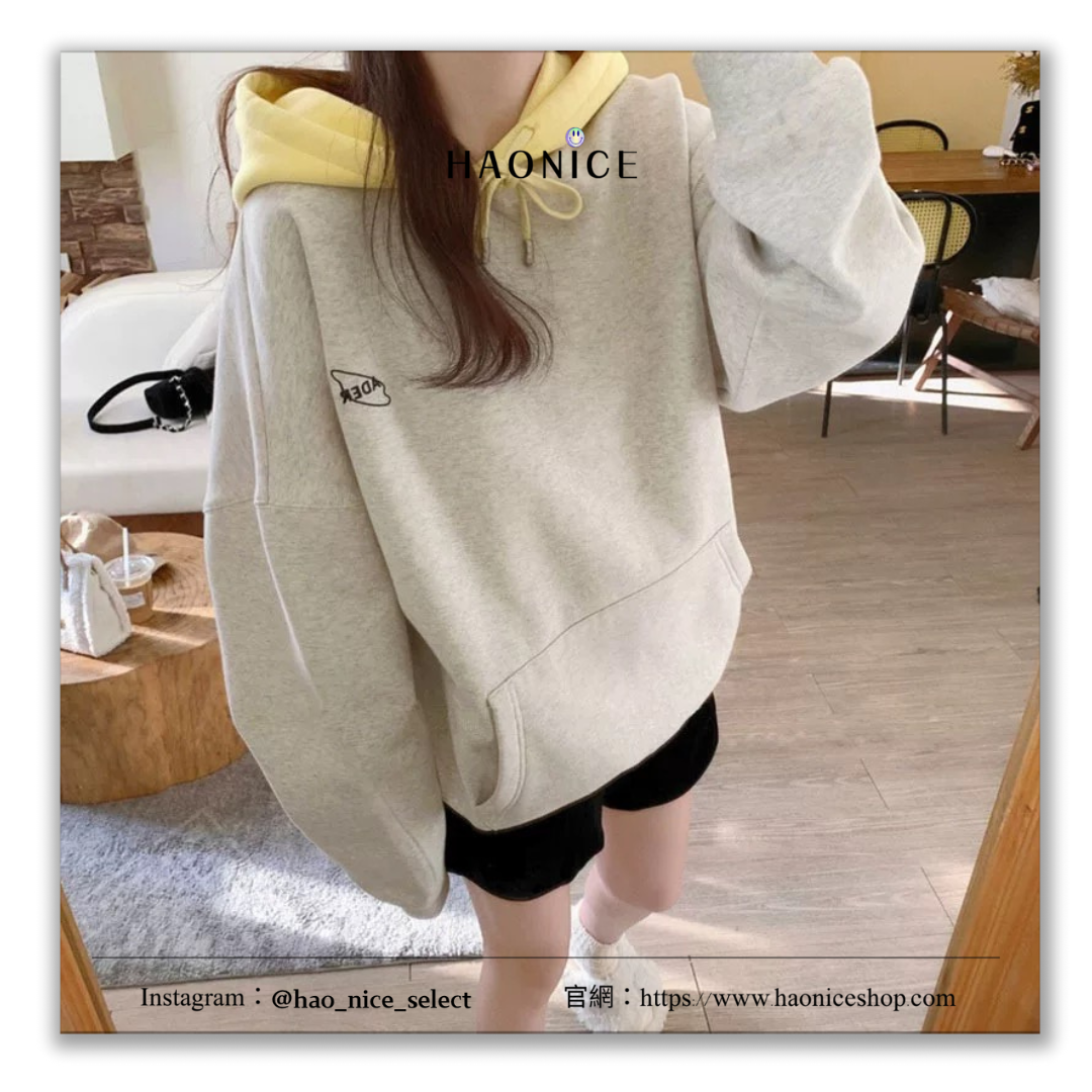 【HAO NICE 】韓國🇰🇷潮流 ADER 24FW秋冬新款 胸前經典小LOGO 配上拼接色帽子 韓風感🈵🈵 長袖 帽T