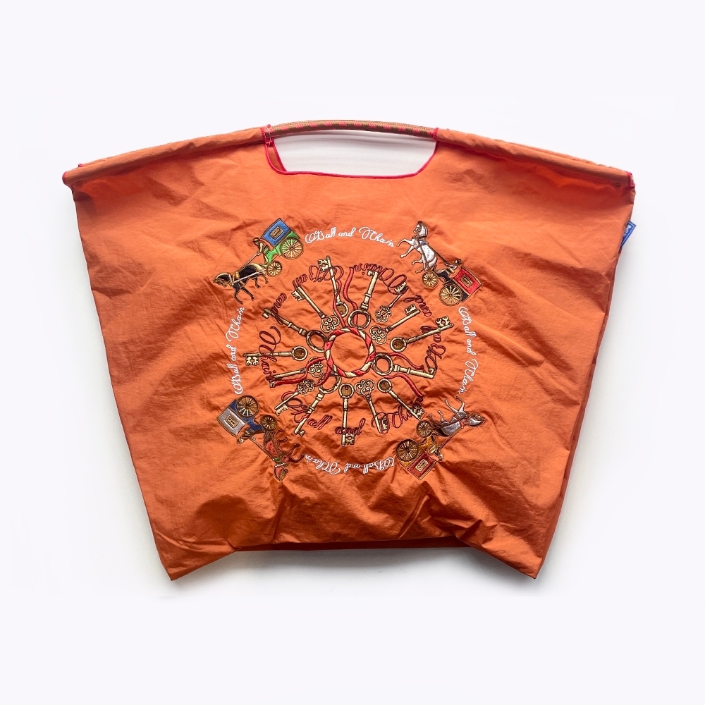 Ball＆Chain 刺繡環保購物袋 L號 - 橘 (30113807)