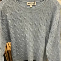 [S] DKNY CABLE CROPPED CREW NECK SWEATER,FOREVER BLUE/SILVER, DJ4R0499-J1R (SD1185)