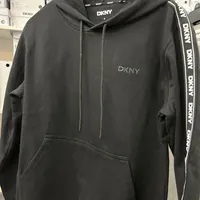 [S] DKNY SMALL LOGO PATCH EMBROIDERED WITH LOGO TAPE HOODIE JACKET,BLACK, DK34HD1968-BLK (SD1189)