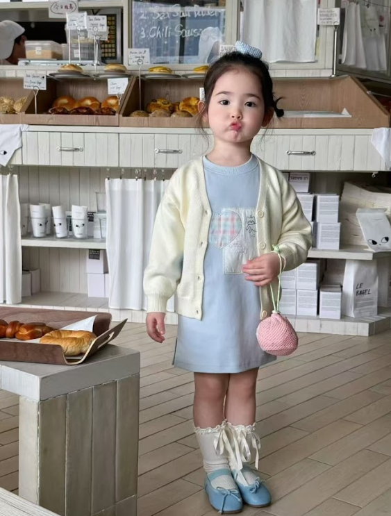 BYB01D25BL   粉藍色幸運貓連身裙