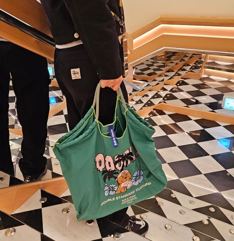 Ball＆Chain 刺繡環保購物袋 L號 - 綠 (0400008241)