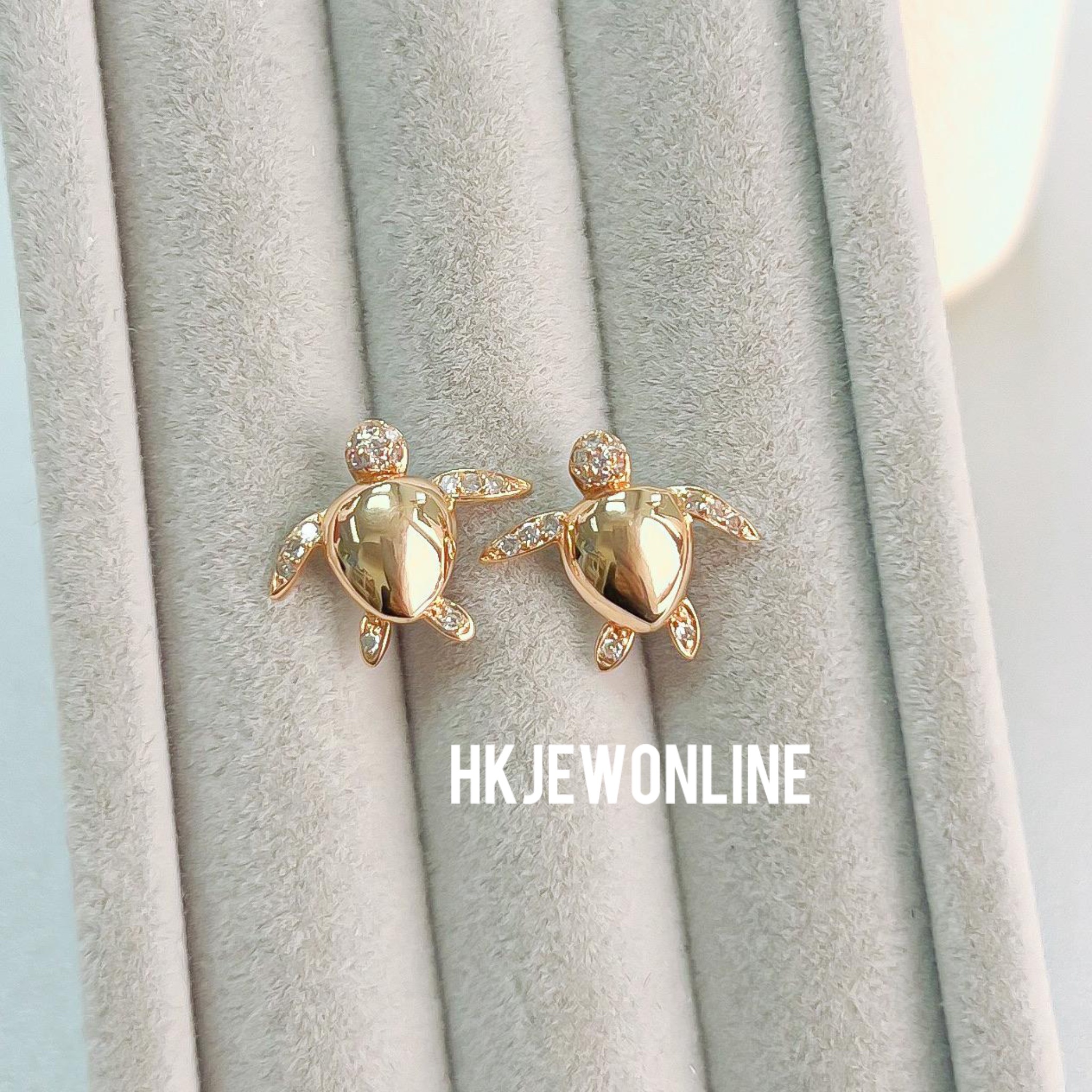 14K Rose Gold Turtle Diamond Earrings