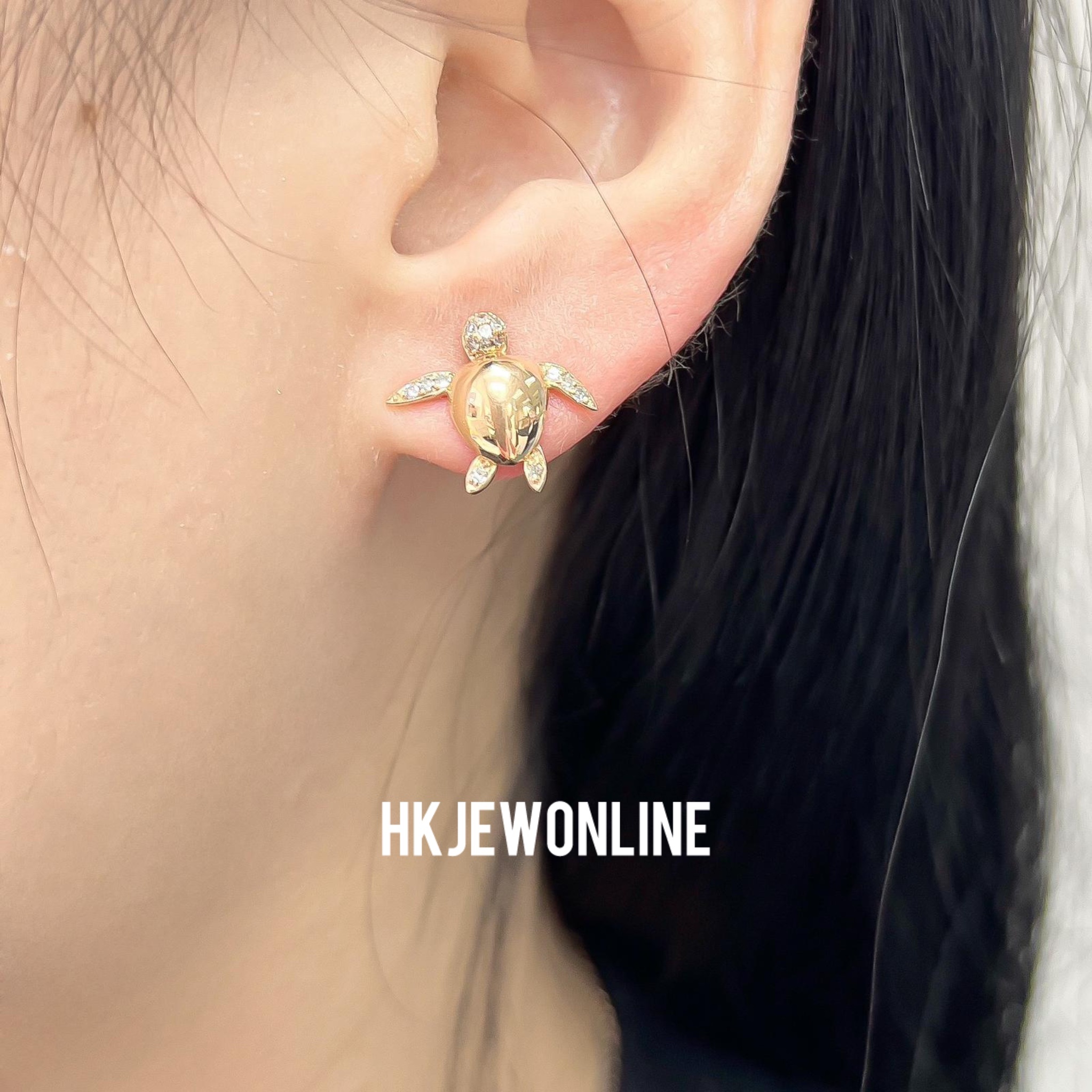 14K Rose Gold Turtle Diamond Earrings