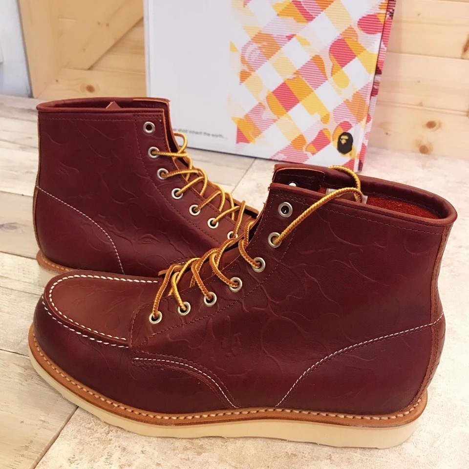 A BATHING APE BAPE 7HOLE WORK BOOTS 印花 牛皮 皮靴 靴子 高統 七孔 現貨