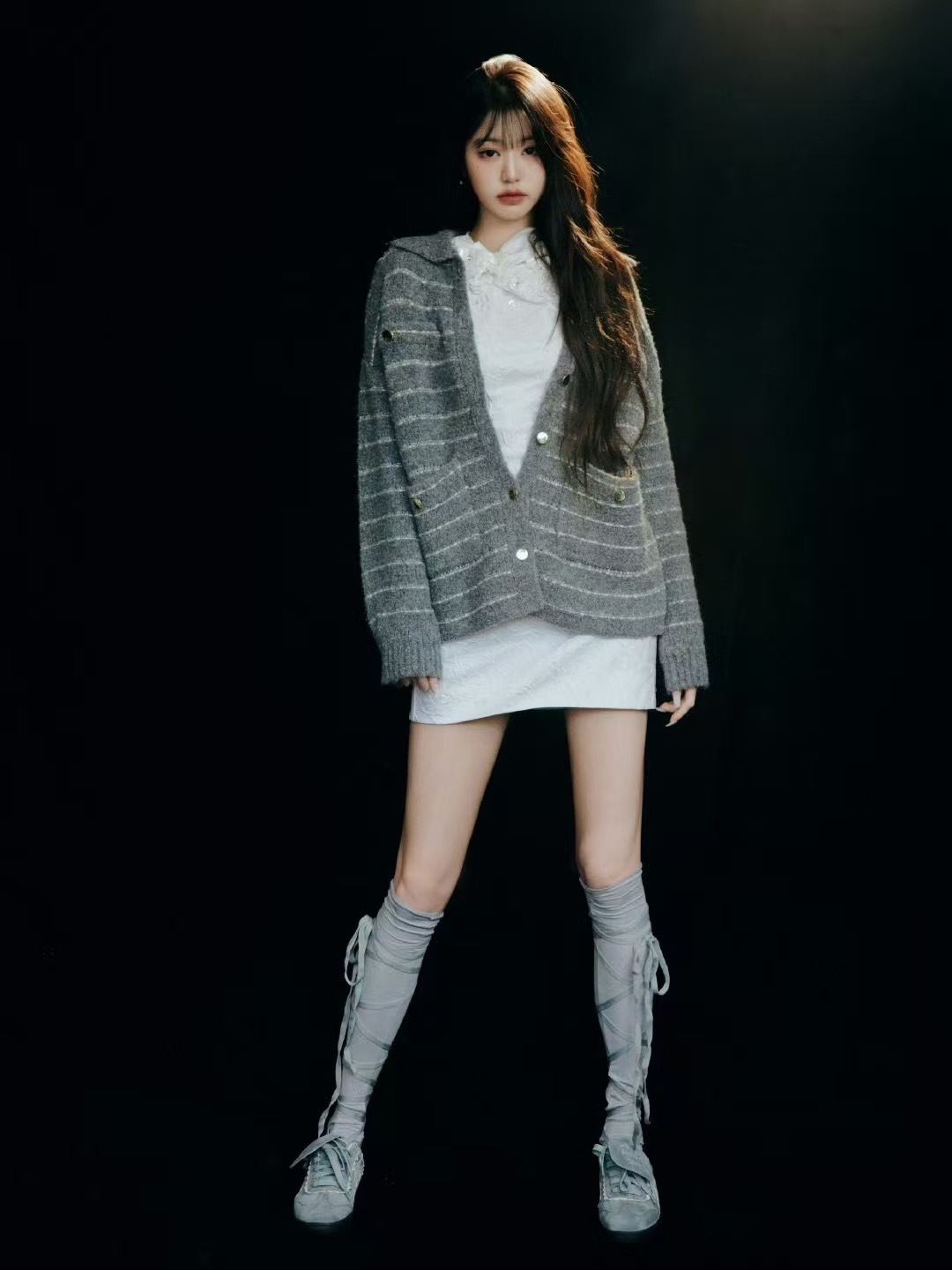 【預購】KILLWINNER 翻蓋鞋舌 蕾絲德訓鞋 灰色 KWDX240403