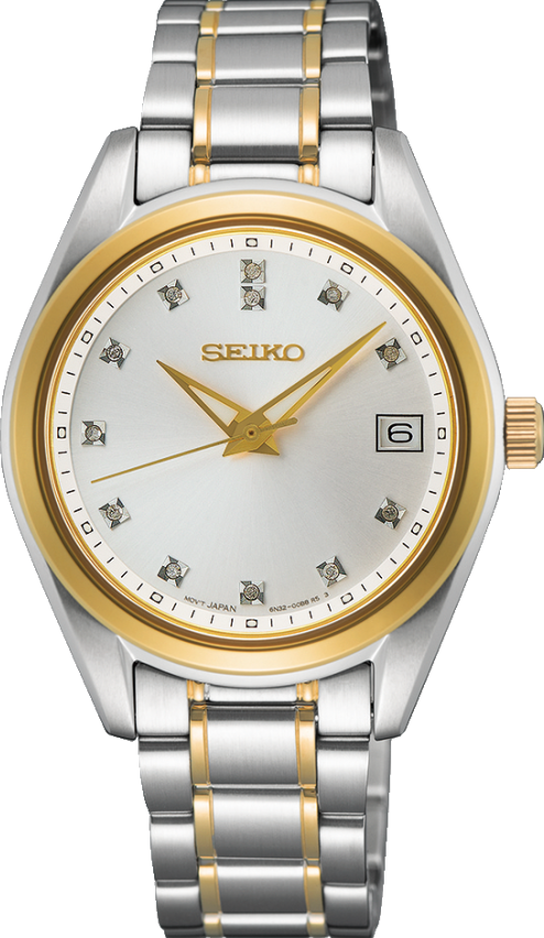 萬年鐘錶 - SEIKO  CS 系列   12顆鑽石鑲嵌時尚不鏽鋼女錶 SUR582P1  / 6N32-00A0KS  錶徑32MM