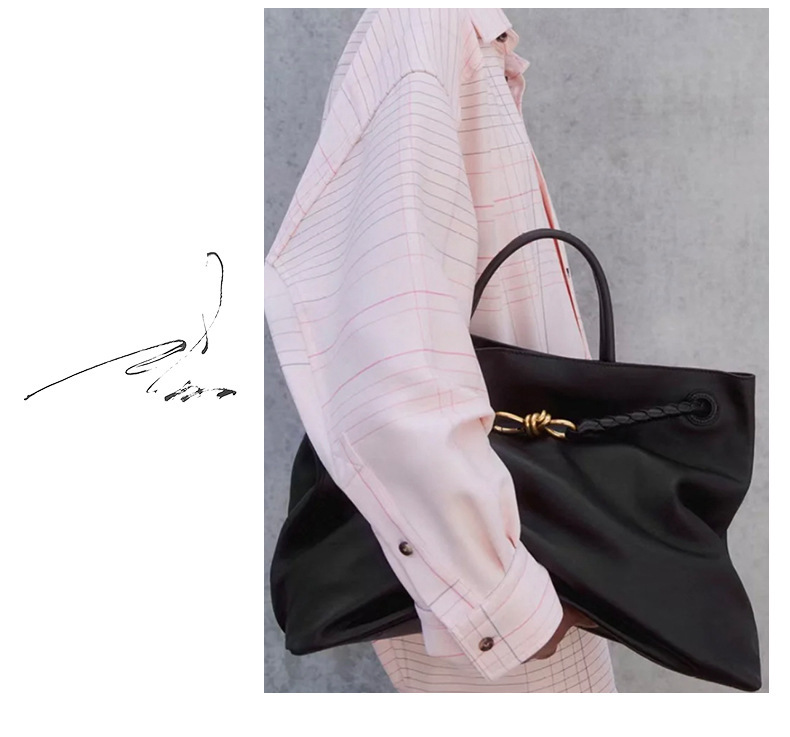 金屬扭結 牛皮大方包(多色)(33公分)