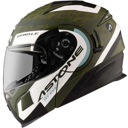 ASTONE RT1000 平墨綠 AB17白 彩繪 內墨片 全罩式帽款 可掀式