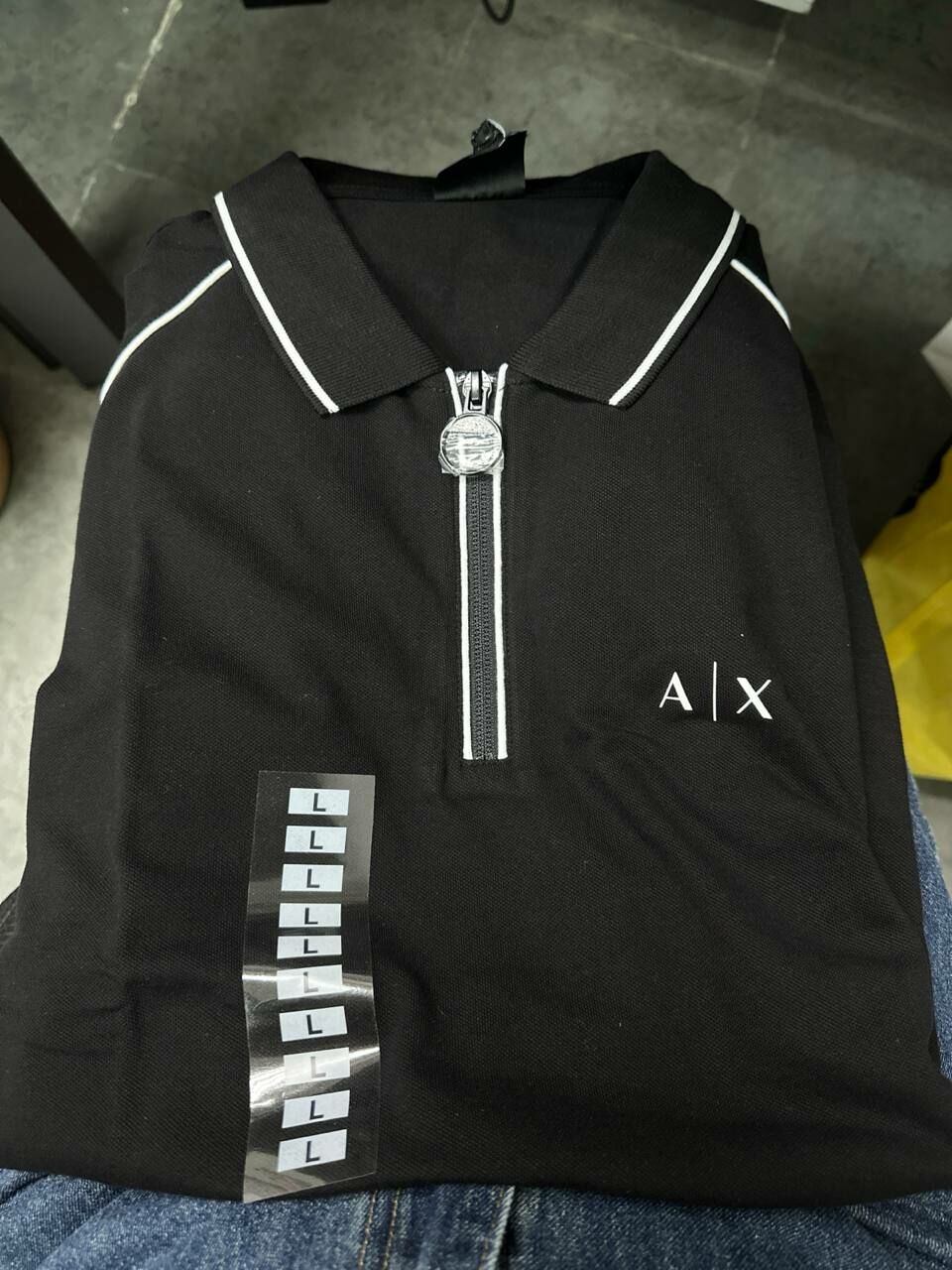 [S] ARMANI EXCHANGE SMALL LOGO PATCH POLO SHIRT,BLACK, 7VZFEF-ZJ81Z-1200 [FINAL SALE] (SAX257)