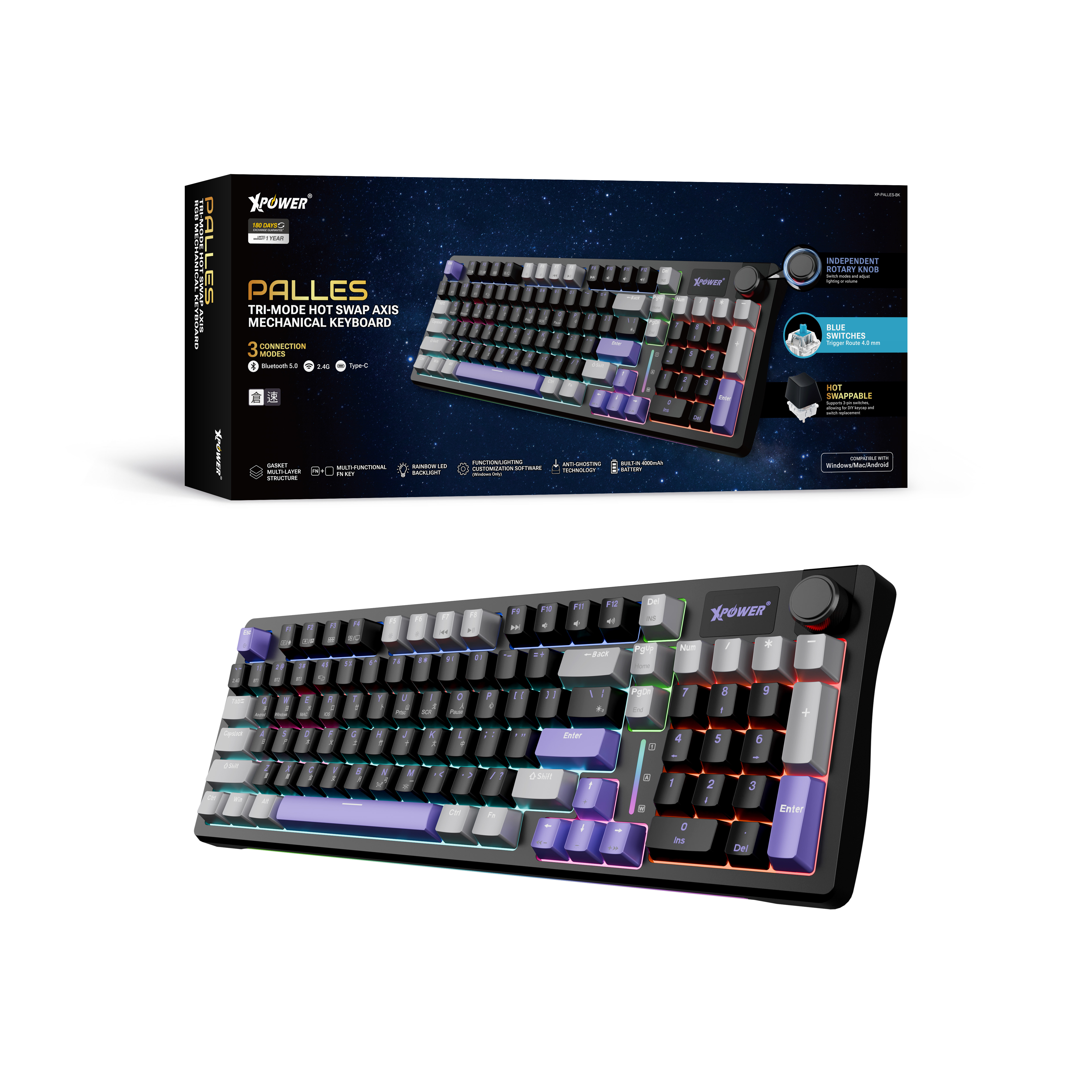 XPower Palles三模熱插可換軸機械鍵盤
