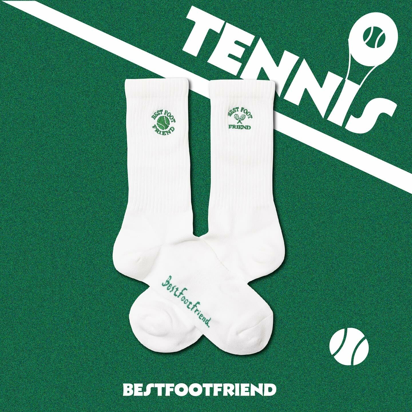 BFF Symptom Socks Tennis Sock BFF 白色 綠色 網球襪 刺繡 中筒襪【BF24025】