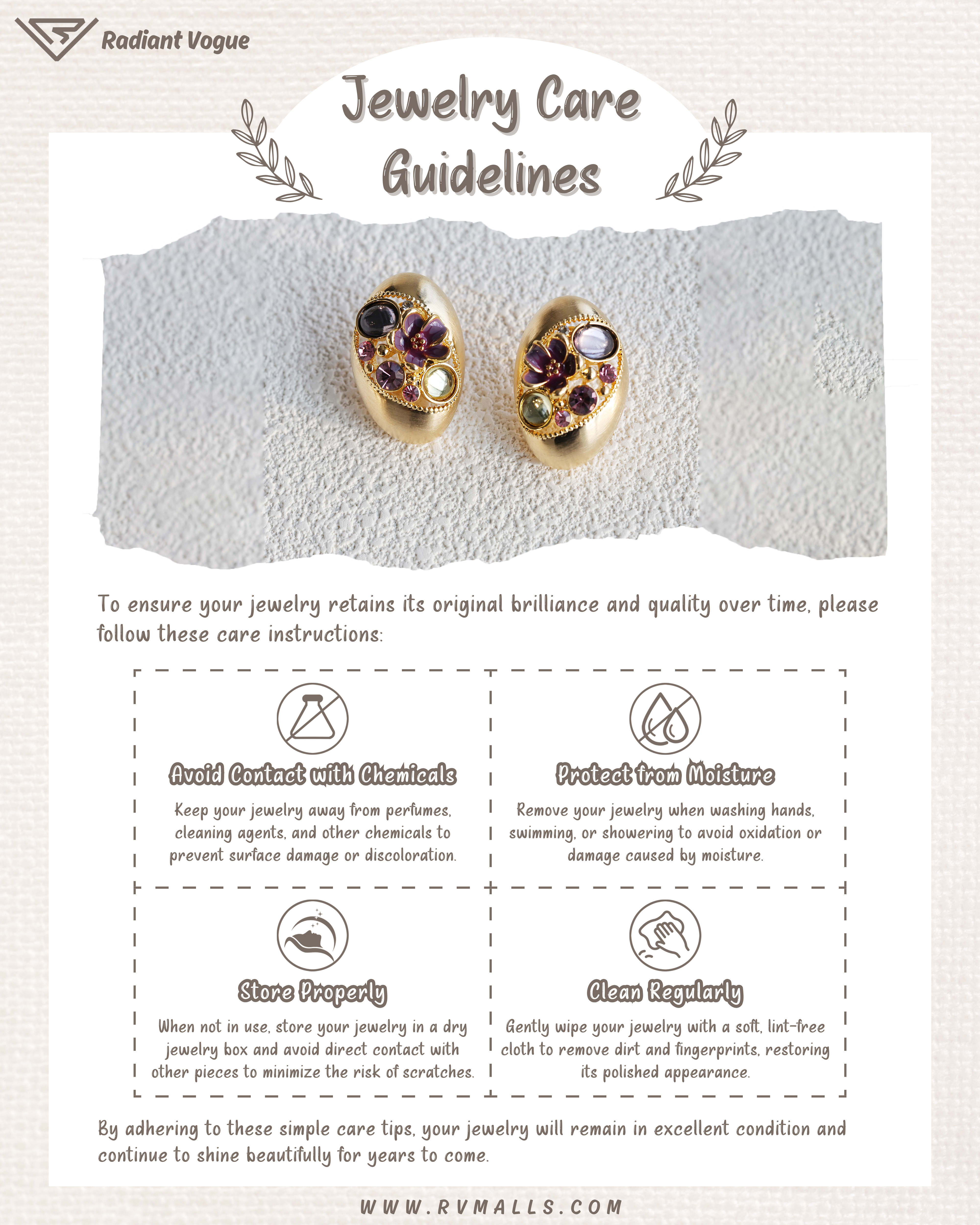 避免接觸化學物質與濕氣, 妥善存放於乾燥環境, 並使用柔軟布料定期清潔以延長使用壽命。