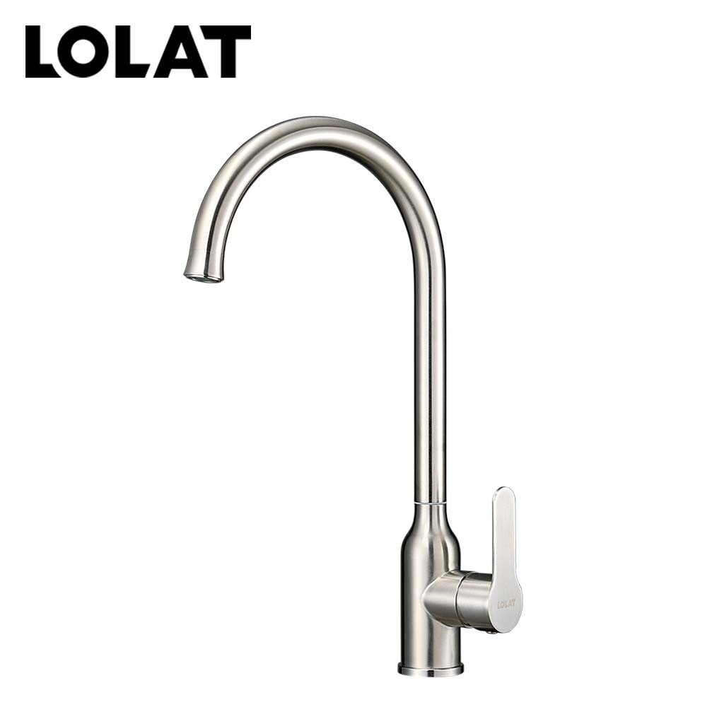 LOLAT不銹鋼單槍立式水龍頭-鎳色KNX2373