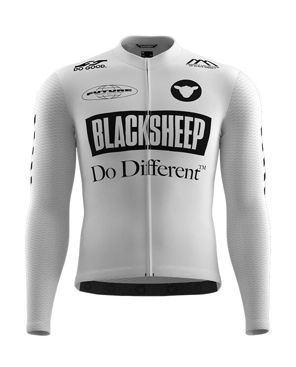 Black Sheep 黑羊 BSC 男款薄長袖車衣Racing 2.0 Aero LS Future Project Mono White /經典黑白