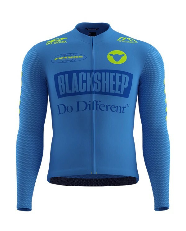 Black Sheep 黑羊 BSC 男款薄長袖車衣Racing 2.0 Aero LS Future Project Sonic Blue /藍