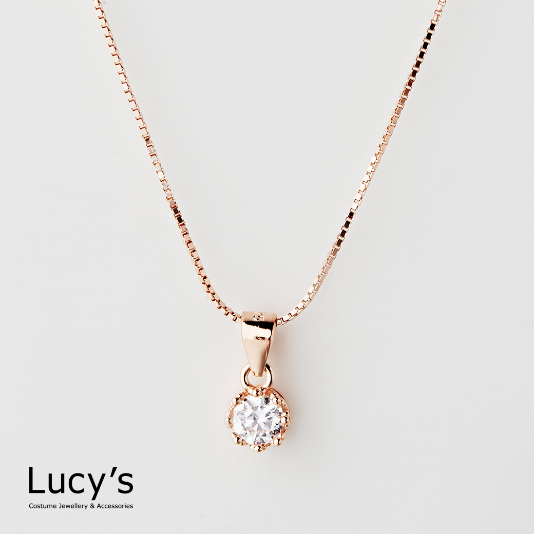 925純銀 皇冠框鑽 項鍊 (122895)