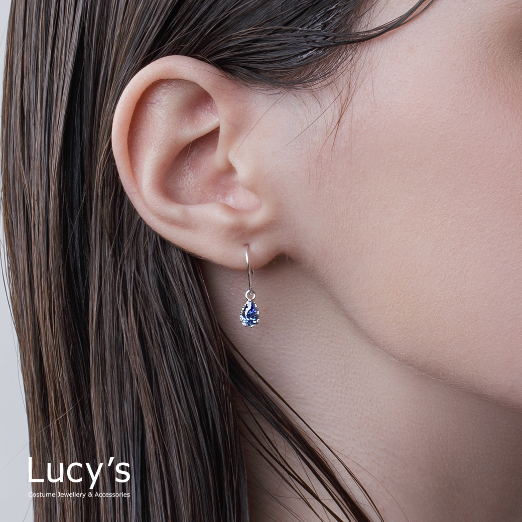 Lucy's-都會輕奢系列｜925純銀杜拜藍(水滴) 耳環/項鍊(122885