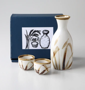 日本美濃燒金色すすき清酒壺套裝 (日本製)