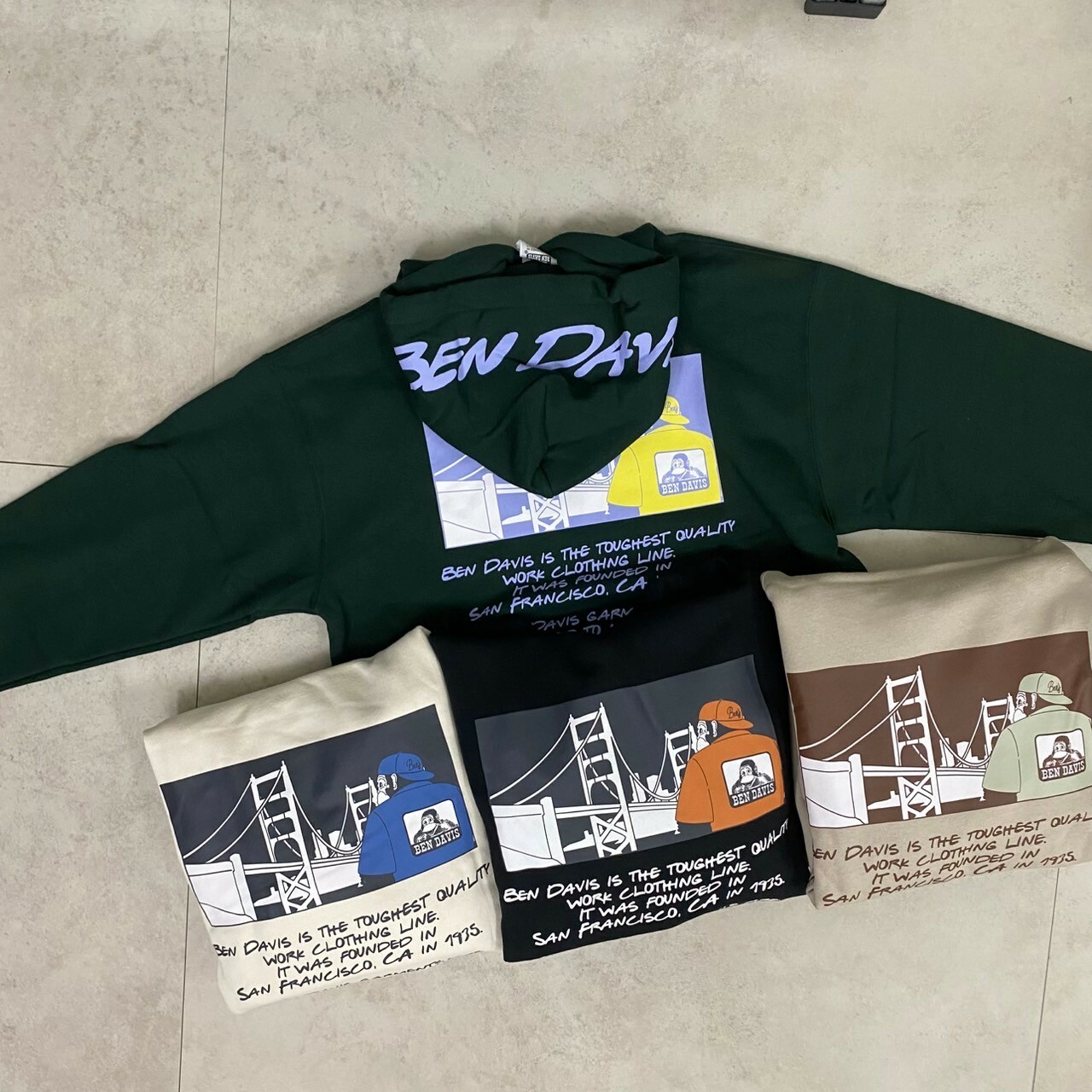 Ben davis 金門大橋小人物猿人 logo 內刷毛 帽T 24780061