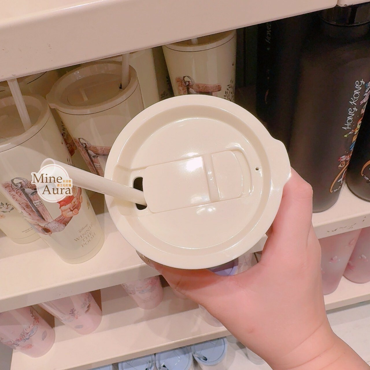 小熊維尼 Winnie the Pooh 坐著吃蜂蜜 圖案 造型 吸管 水杯 -香港迪士尼樂園