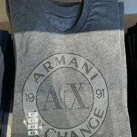 [S] ARMANI EXCHANGE LOGO RHINESTONE 1991 CREW NECK T-SHIRT,GREY, 7VYTGB-YJ5LZ-3930 [FINAL SALE] (SAX268)