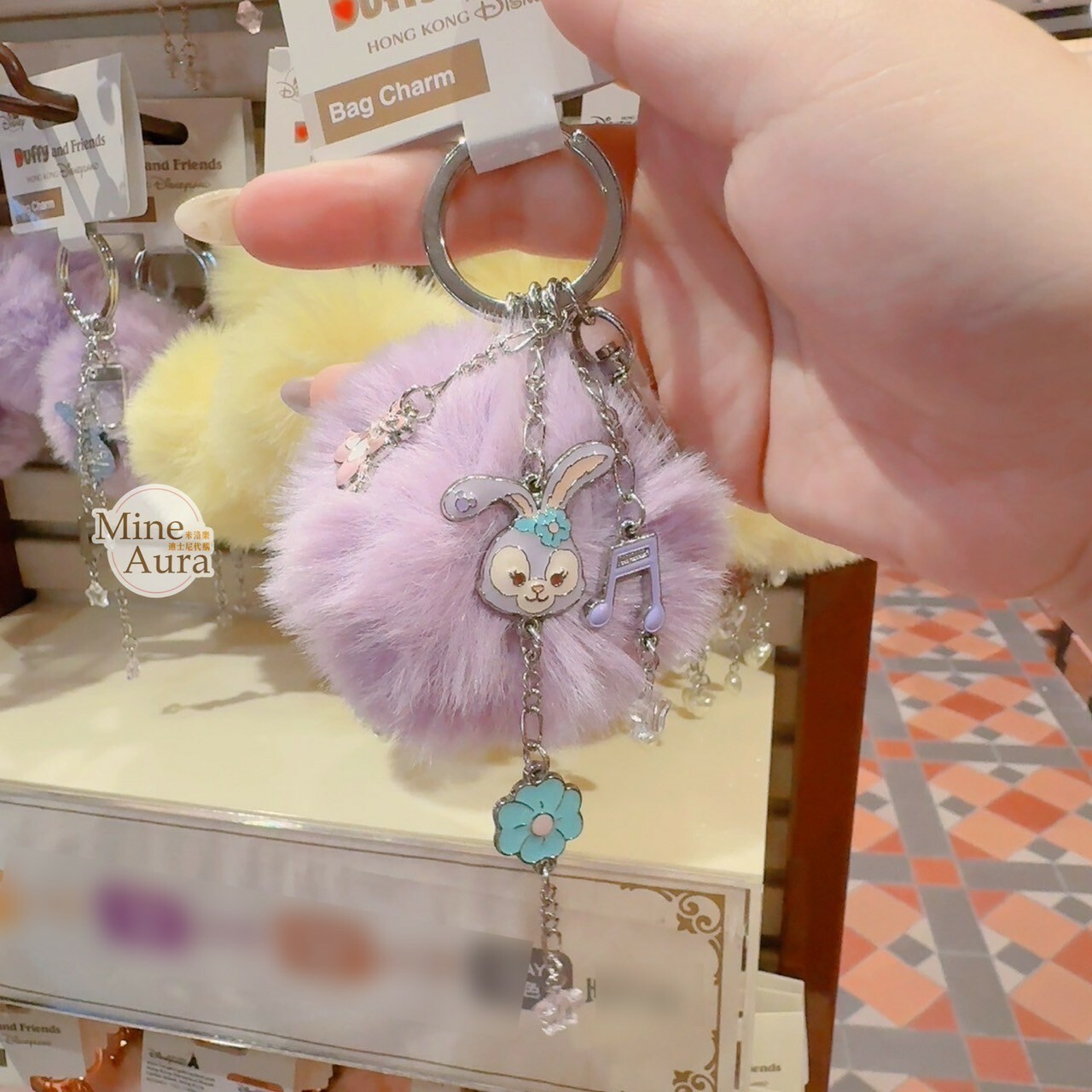 史黛拉露 星黛露 StellaLou 大毛球 墜飾設計 鑰匙圈 吊飾 -香港迪士尼樂園