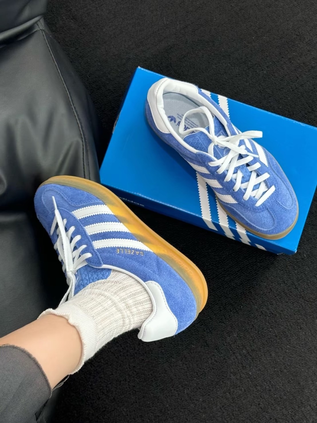 ADIDAS ORIGINALS GAZELLE INDOOR 復古水藍 焦糖底 HQ8717