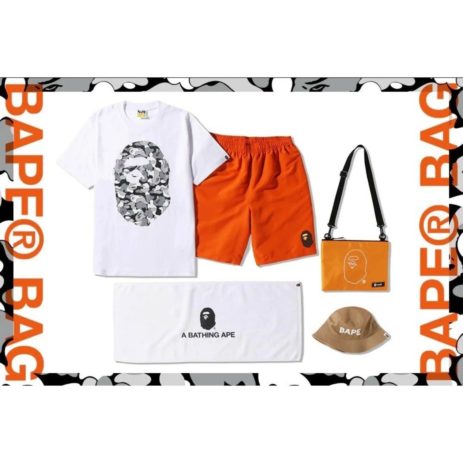 2022SS APE BAPE HAPPY NEW YEAR BAG 夏日 海灘 歡樂包 福袋 包包 側背包 短T 浴巾 短褲 現貨
