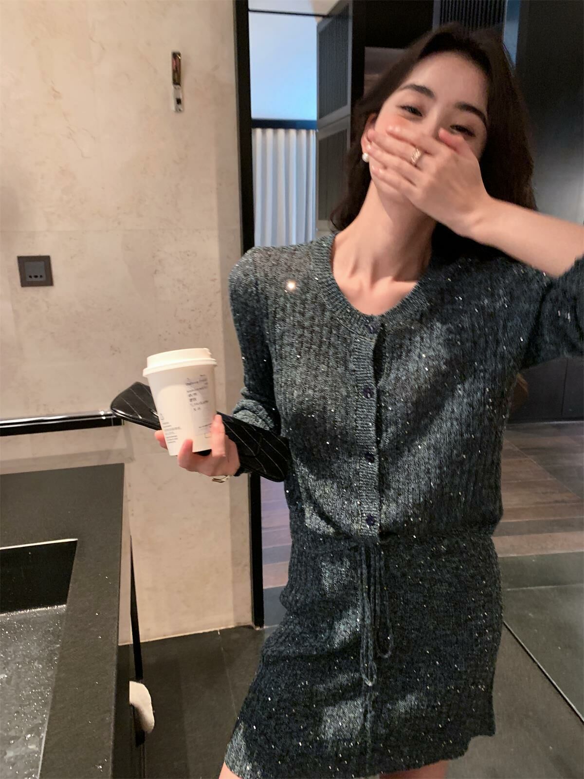 人魚珠片紗針織套裝(3件組)