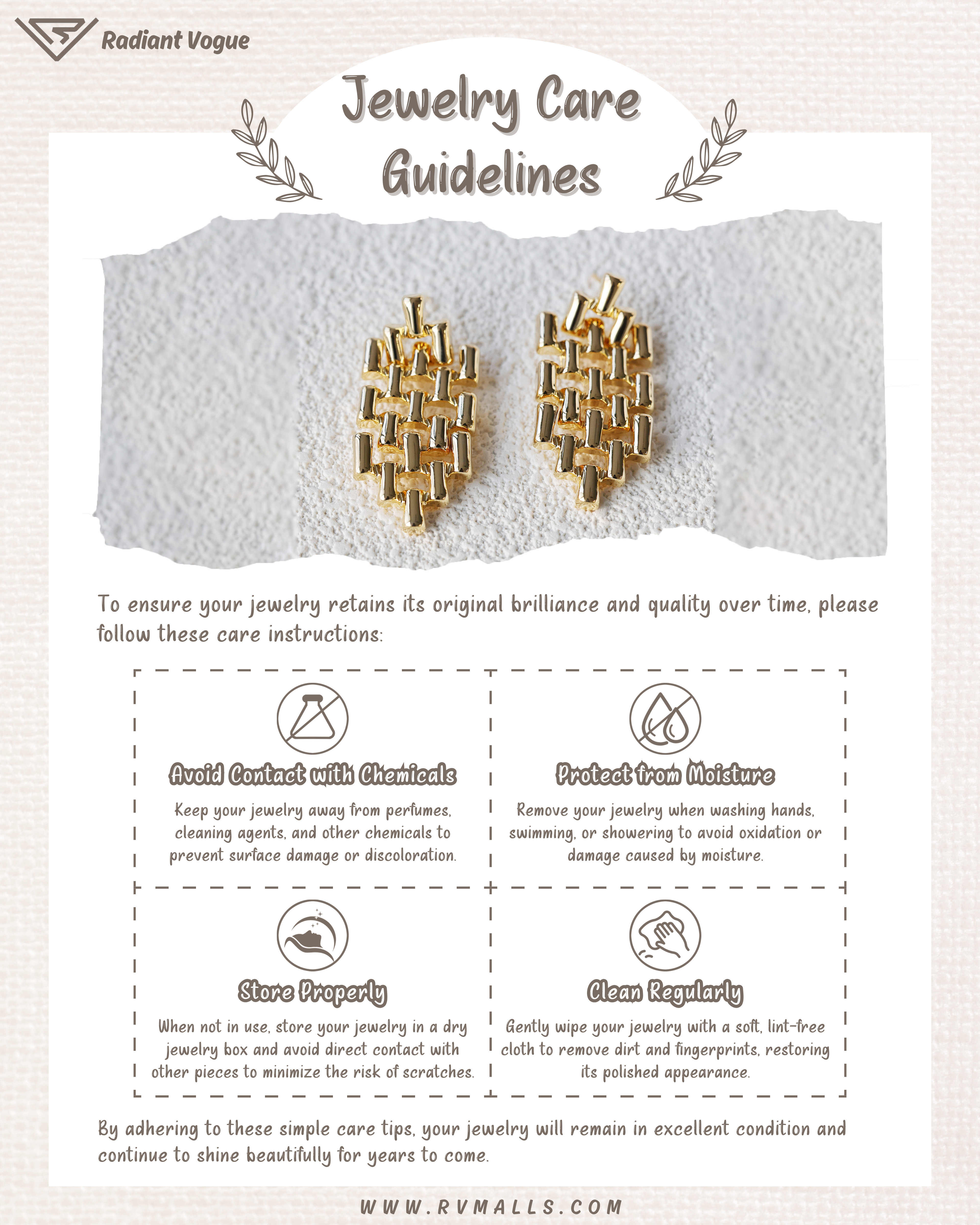 提供避免化學物質接觸、遠離水分與濕氣、妥善存放與定期清潔的詳細建議, 延長耳環使用壽命。