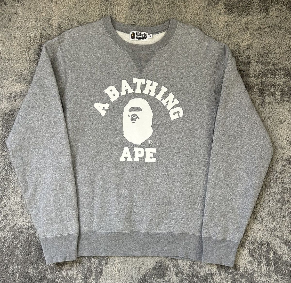 2018AW A BATHING APE BAPE COLLEGE RAGLAN CREWNECK 大學T 長袖 灰色 現貨