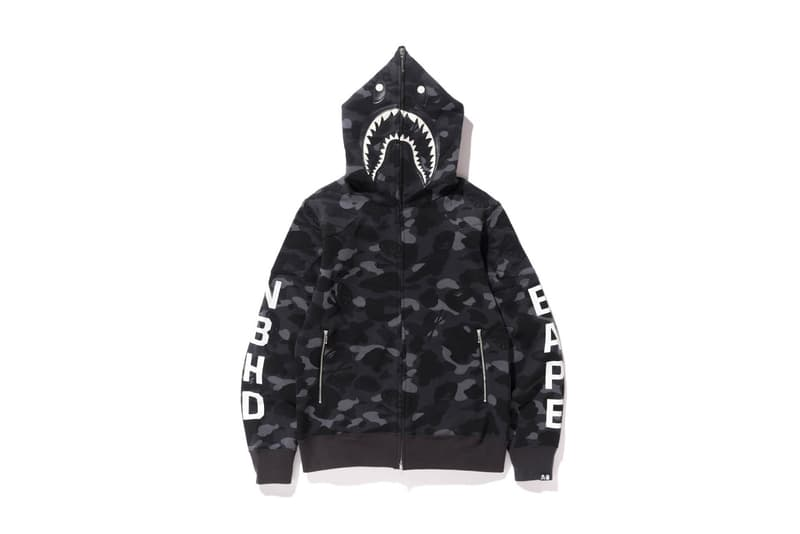 2017AW A BATHING APE BAPE NEIGHBORHOOD NBHD SHARK FULL ZIP HOODIE 聯名 黑迷彩 鯊魚 外套 骷髏 現貨
