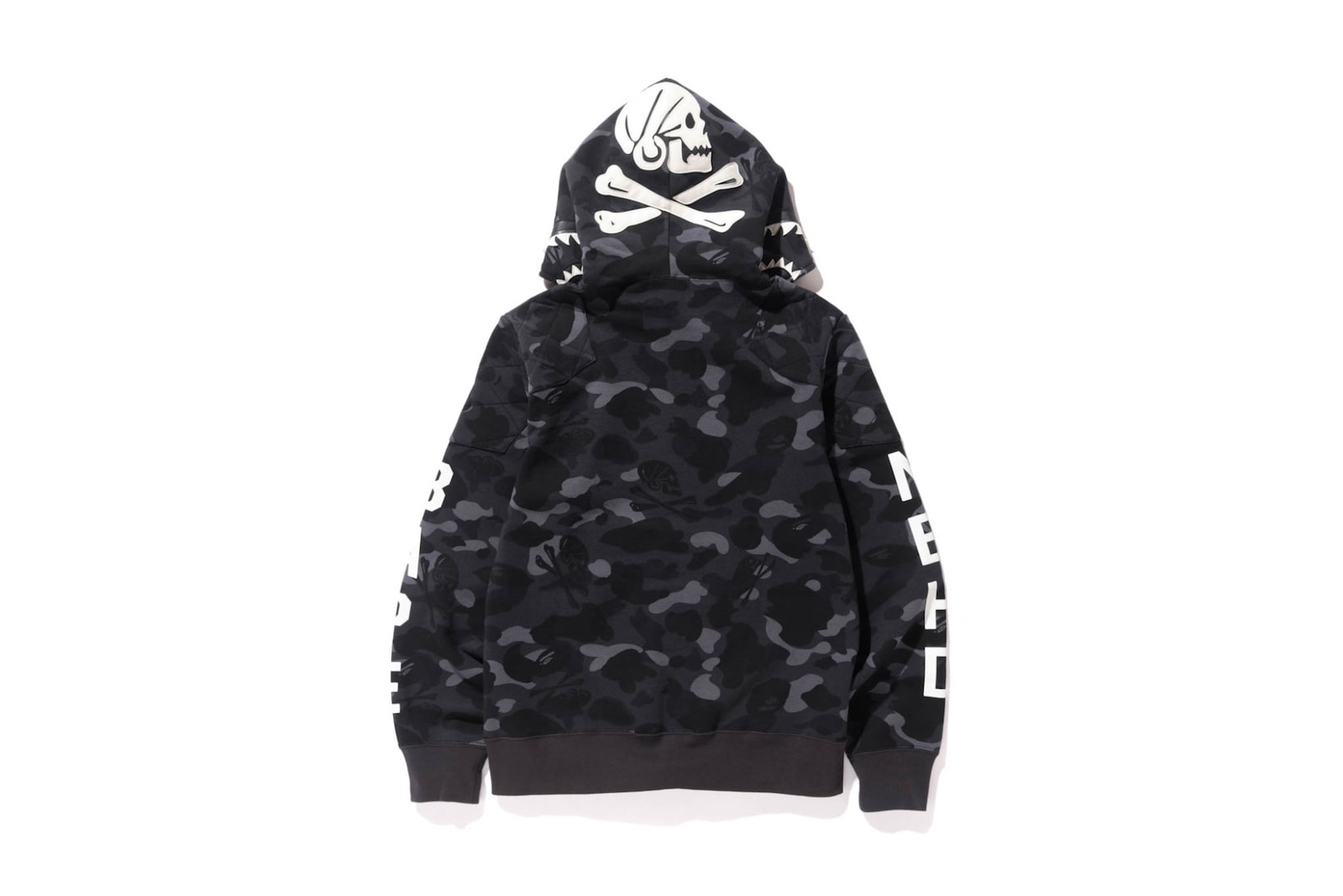2017AW A BATHING APE BAPE NEIGHBORHOOD NBHD SHARK FULL ZIP HOODIE 聯名 黑迷彩 鯊魚 外套 骷髏 現貨