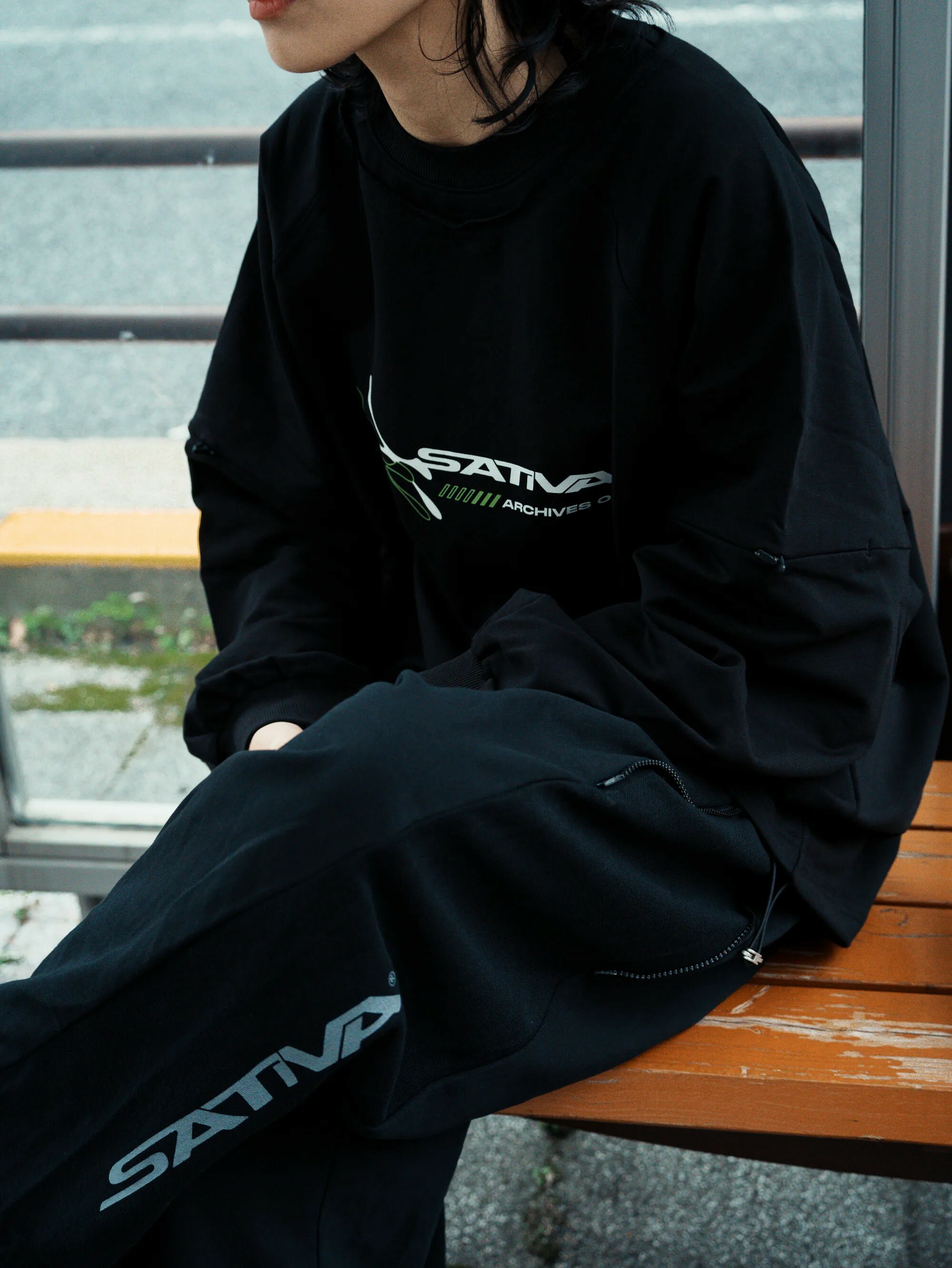 SATIVA UE-X3 “Aspherical” Sweatshirt 開袖 剪裁 大學T 黑 海軍藍