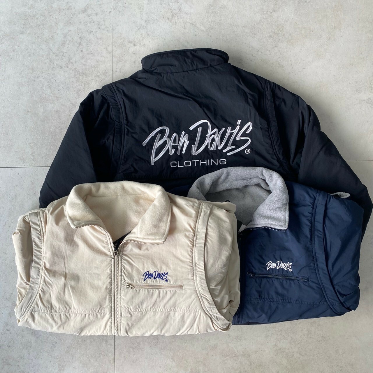 Ben davis 刺繡 logo下擺縮口雙面穿羊羔絨可拆式背心夾克 24780007