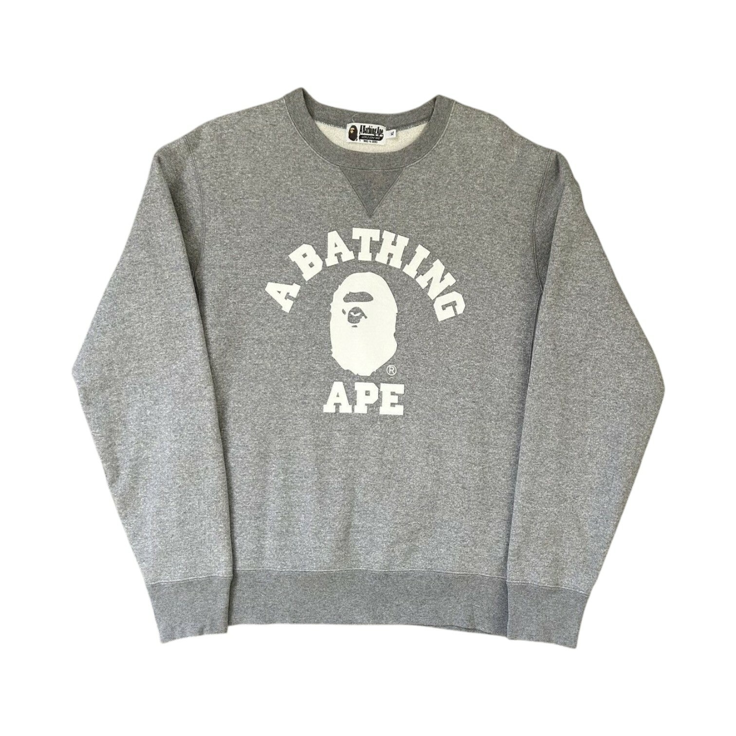 2018AW A BATHING APE BAPE COLLEGE RAGLAN CREWNECK 大學T 長袖 灰色 現貨