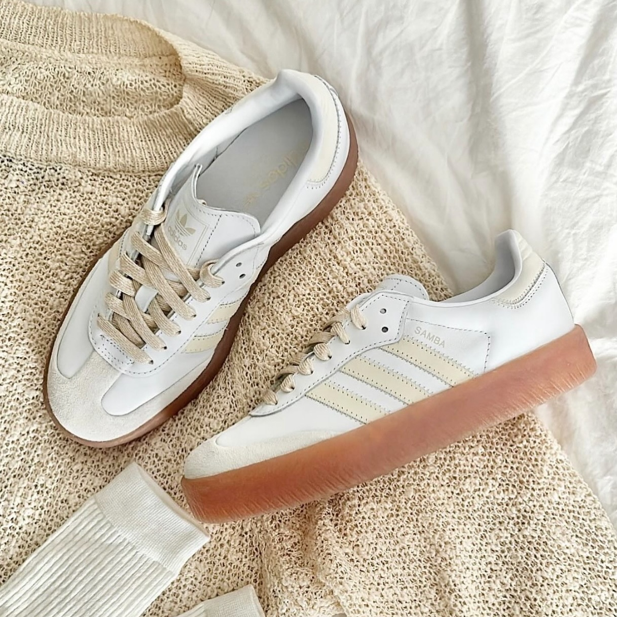 ADIDAS SAMBAE OG 奶油白 焦糖底 女鞋