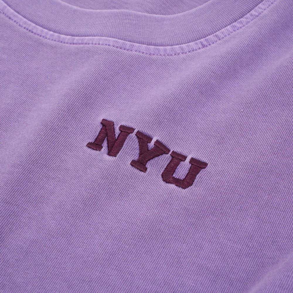 NCAA 短T 紫 NYU 水洗 刺繡LOGO 寬版 短袖 中性 7325100692
