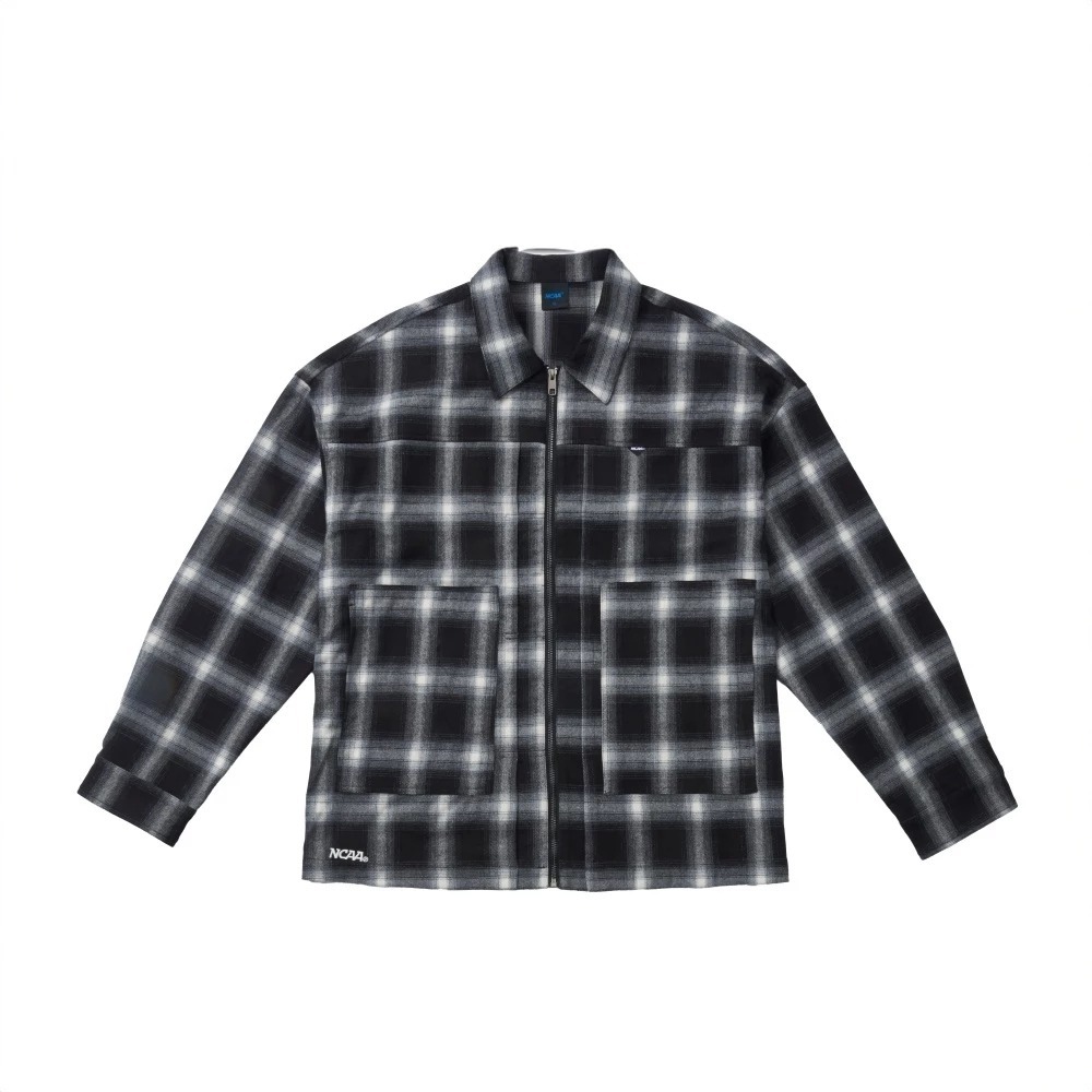 NCAA 落肩 寬版 格紋外套 黑 7455147120