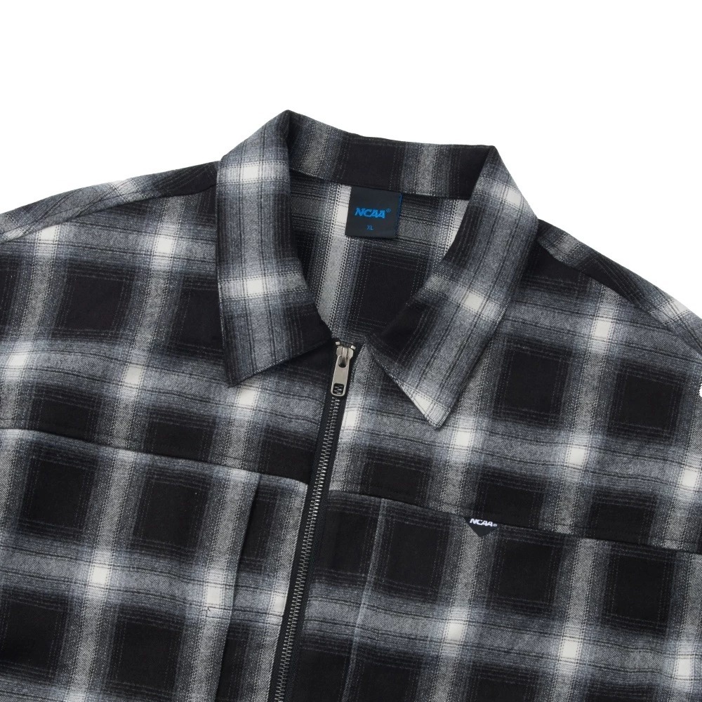 NCAA 落肩 寬版 格紋外套 黑 7455147120