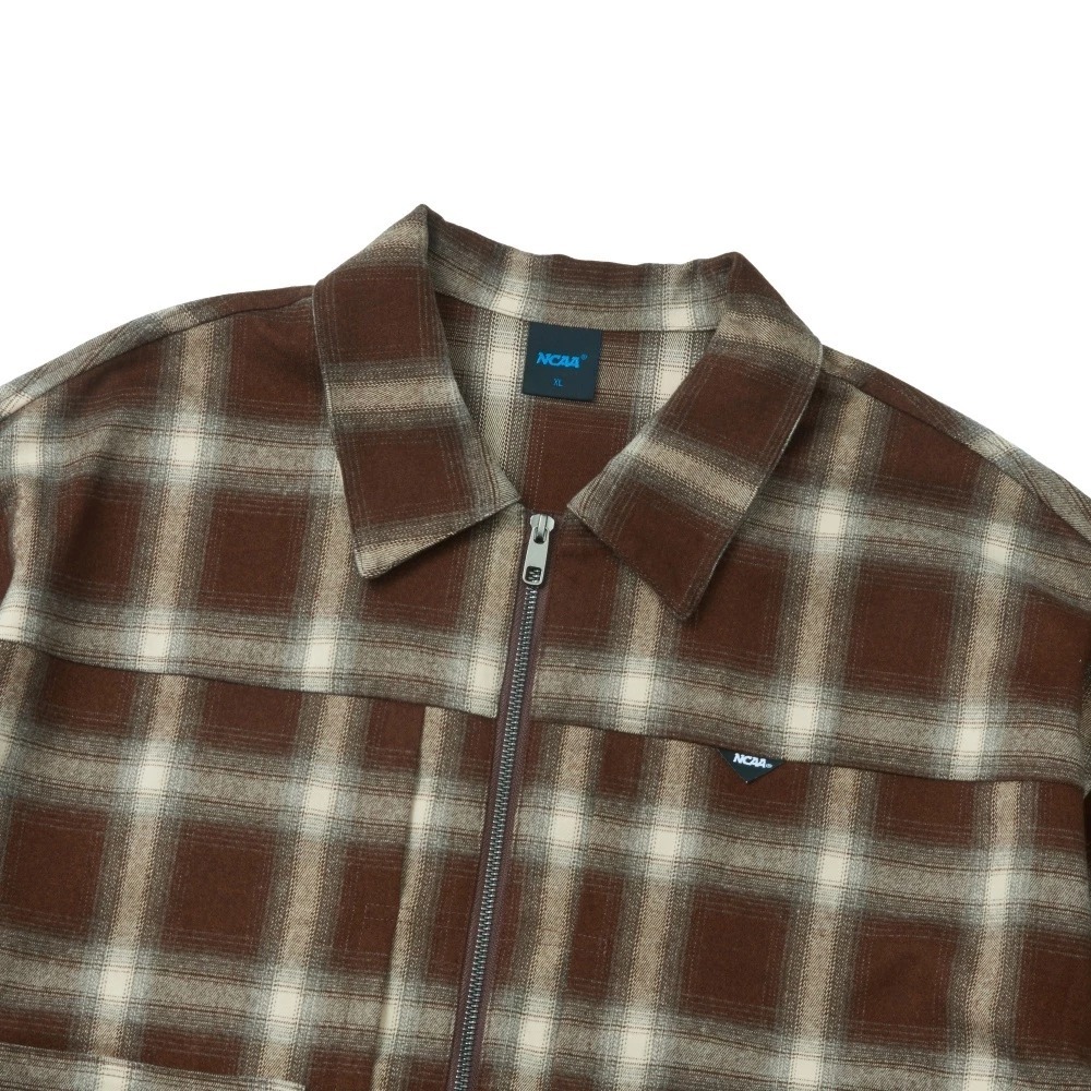 落肩 寬版 格紋外套 深卡其 7455147130